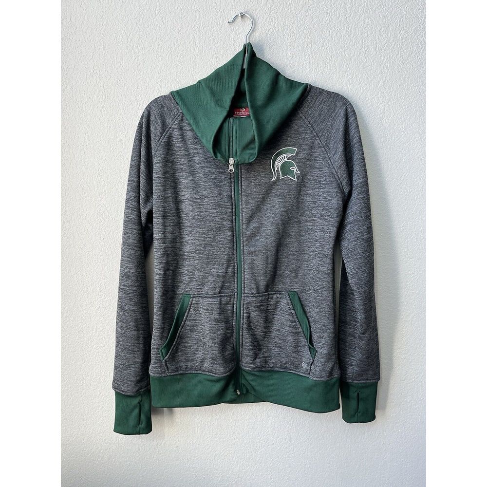 Michigan State‎ Spartans Full Zip Hooded Sweatshirt XL Women's Gray Spartans